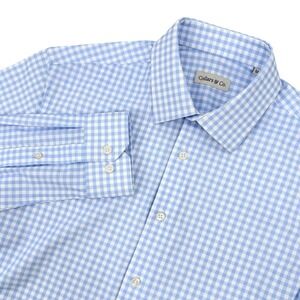 Collars & Co Mens Medium Button Down Dress Shirt Gingham Performance Stretch